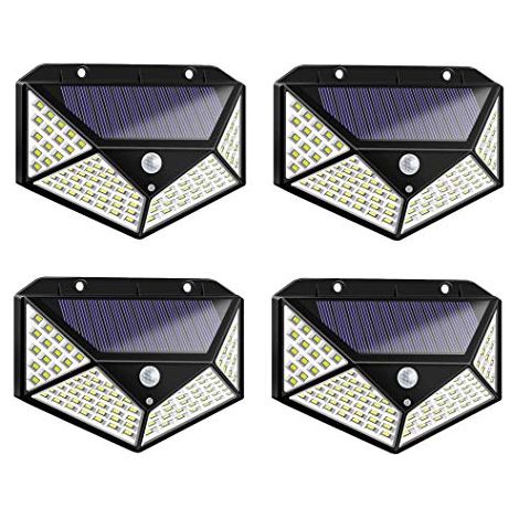 TEMPO DI SALDI Quattro Faretti Da Esterno Ad Energia Solare Con 100 Led E Sensore Crepuscolare (1/4)
