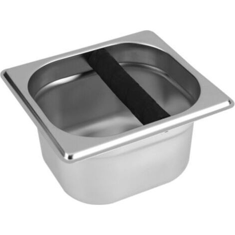 Boîte de frappe inox pour machine à café avec barre en caoutchouc