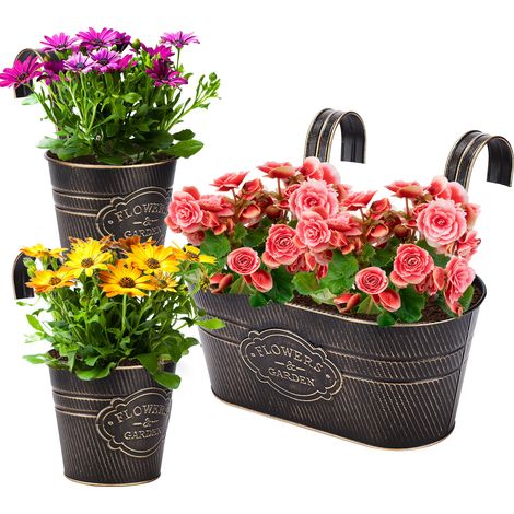Maceta decorativa de metal estilo rústico (1 unidad) sin drenaje, dimensiones: 27 x 15 x 12 cm, color negro, para cactus, suculentas y hierbas aromáticas, apta para uso interior y exterior. (1/5)