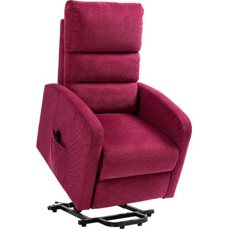 Fauteuil relax releveur tissu polyester traité hydrophobe rouge - TIKSI