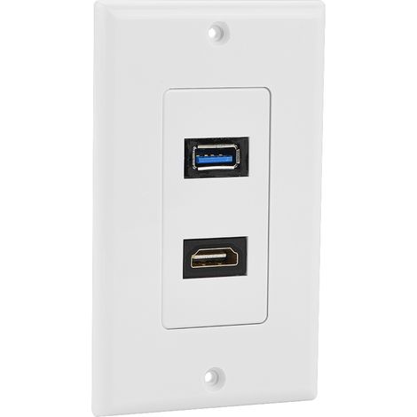 Panneau mural multimédia intégré 2 en 1 avec HDMI, USB 3.0 et prise audio/vidéo. (1/5)
