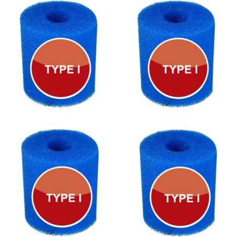 4pcs Cartouche filtrante réutilisable en mousse bleue pour piscine, 8,8 x 7,8 cm, type I,pour l'entretien du système de filtre à sable (I) (1/5)