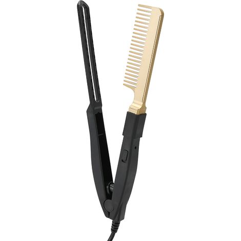 Peigne chauffant électrique pour cheveux secs et humides, brosse lissante chauffante, outil de coiffure (prise US 110V)