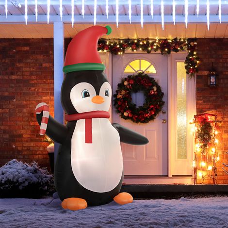 Décoration de Noël gonflable, pingouin de Noël gonflable de 2,5 m avec 3 lumières LED, 162 x 100 x 250 cm, multicolore (1/5)