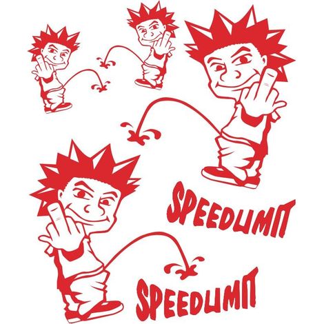 Adesivi Prefustellati Supersagomati per Auto SpeedLimit 4 Figure, Rosso, 14 x 16 cm (1/3)