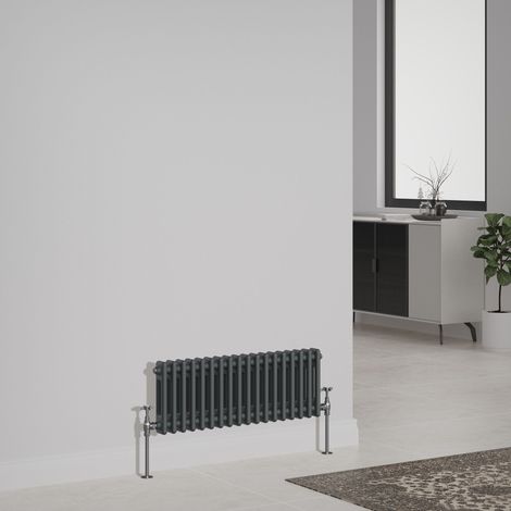 NRG Cast Iron Style Radiator Traditional Anthracite Central Heating Rads Horizontal 2 Column 300x830mm