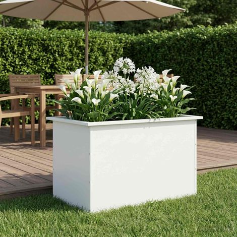 vidaXL Jardinière de jardin avec LED Blanc 50 x 80 x 48 cm Acier (1/5)