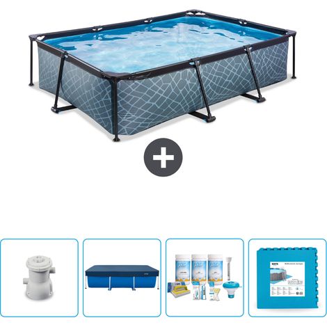Exit Pool Rechteckig - Steinoptik - 300x200x65 cm - 5-teilig SCB2 (1/4)