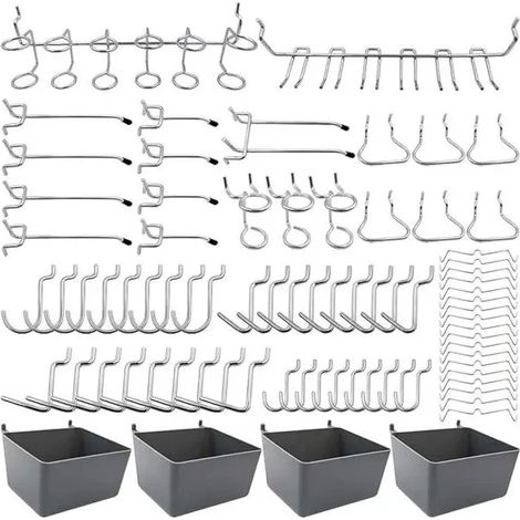 Porte-outils mural avec crochets, tiroirs, verrous et chevilles, pour ranger divers outils, 80 crochets Odipie (1/4)