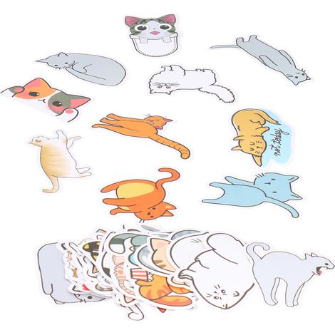 50 autocollants vinyle motif chat mignon universel déco DIY pour voiture ordinateur portable bagage (1/5)