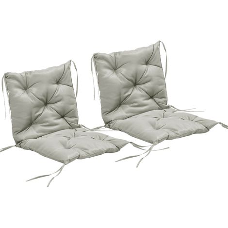 Set di 2 cuscini per sedia 98 x 50 cm con lacci, rivestimento in tessuto, 8 cm, grigio chiaro (1/4)
