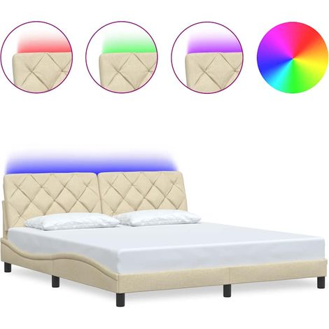 Maison Exclusive - Giroletto con LED senza Materasso Crema 180x200 cm in Tessuto (1/5)