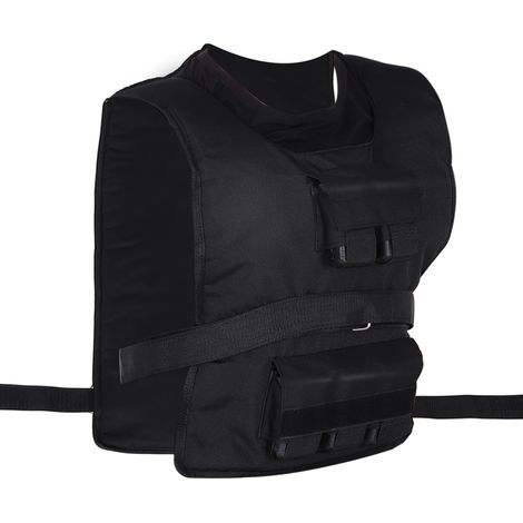 Gilet lesté 20 kg gilet d'entraînement réglable pour entraînement de force et fitness, matière Oxford, Noir 36 x 52 cm