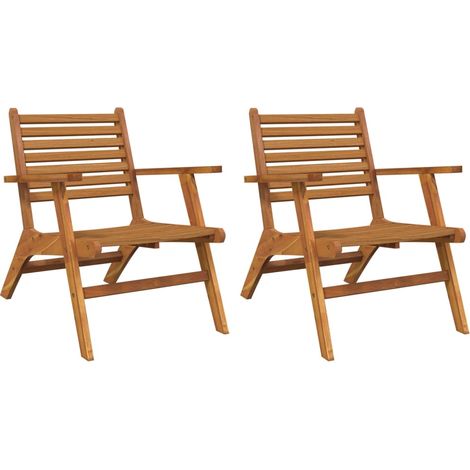 Sedie da giardino 2 pezzi in legno massello di acacia 020013334