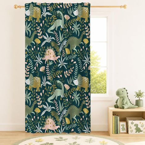 140x229cm Dinosaure Rideaux filtrant la lumière pour Chambre d'enfant Préhistorique Faune Botanique Occultation Passe Tringle Habillage de fenêtre pour crèche 1 Panneau - 140L X 229H cm (1 Panneaux) (1/5)