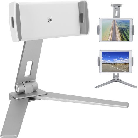 Support mural double clip pour téléphone et tablette en alliage d'aluminium pliable et rotatif - Blanc