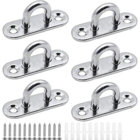 6 Pièces Plaques À Œillets En Acier Inoxydable 5 Mm Pour Fixation Murale, Chaises Suspendues, Auvents Et Accessoires Bateau (1/5)