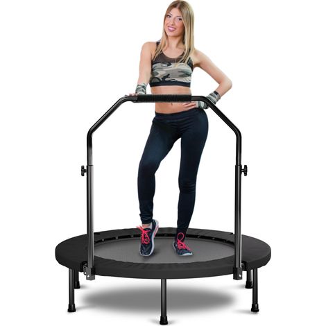 Trampoline pliant 101 cm avec poignée – ressort standard – Noir