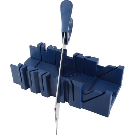 Scie à onglets à 45° avec coffret de rangement, robuste et stable, pour une coupe d'angle précise. Ensemble scie à onglets manuelle et coffret de rangement inclus. (1/5)