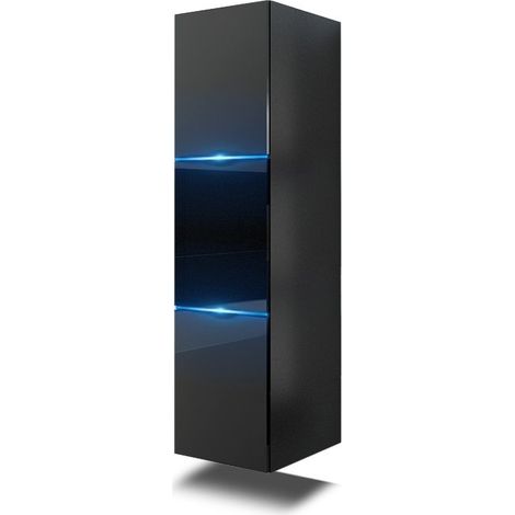 Colonna da bagno sospesa, collezione RAVEN, colore nero opaco e nero lucido, ideale per un bagno di design (1/3)