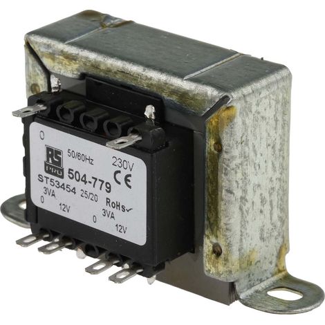 Transformateur à montage sur châssis, Vin 230V c.a., Vout 12V c.a., 2 sorties, 6VA ( Prix pour 1 )