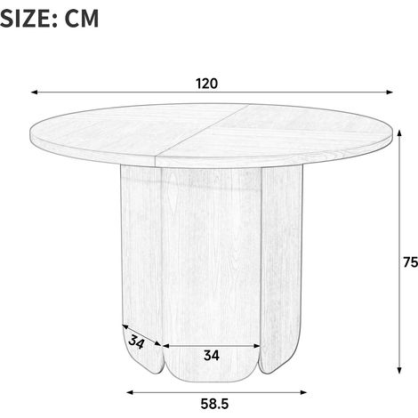Table ronde 120x120 cm pour 4 à 6 personnes, design classique scandinave minimaliste, qualité supérieure, durable et résistante aux rayures, teinte chêne (sans chaises) (1/5)