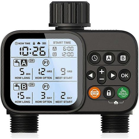Minuteur d'arrosage solaire domestique avec écran LCD, système d'arrosage automatique -- (1/5)
