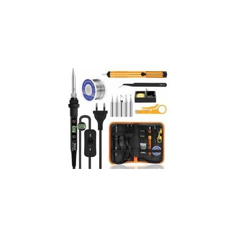 Fer à souder 80W – Température réglable 180-480°C – Chauffe rapide 15s – Interrupteur ON/OFF – 5 conseils – Pompe à dessouder- (1/3)