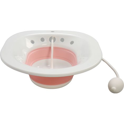 Bain de siège pliable multifonctionnel en silicone PP pour toilettes, idéal pour les hémorroïdes, les soins post-partum et la santé des femmes enceintes (rose). (1/5)