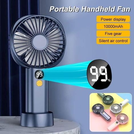 Mini ventilatore - Interfaccia USB - Portatile - 5 velocità - Blu - 10000 mAh (1/4)