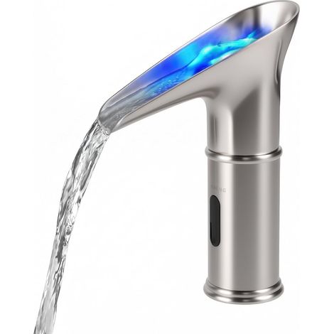 Robinet Automatique à LED,Robinet de Capteur Cascade Lavabo Infrarouge Froid et Chaud Sans Contact DC 3 Couleurs Changé par la Pression de l'eau LED Alimentée par la Pression de l'eau (1/5)
