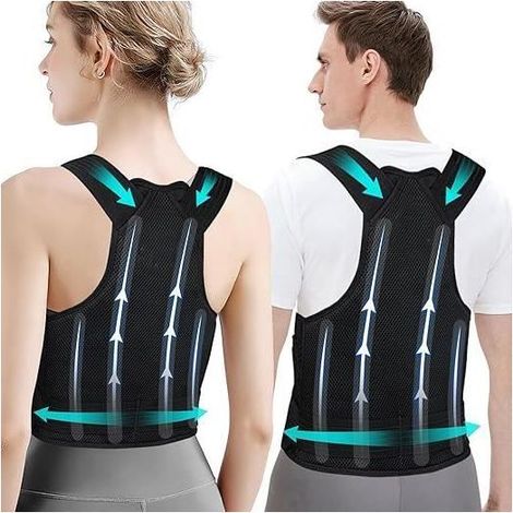 Posture Correcteur Dos Femme Homme, Ceinture Dorsale Maintien du Dos Droit - Redresse Dos Soutien Lombaire Confortable Respirant-M