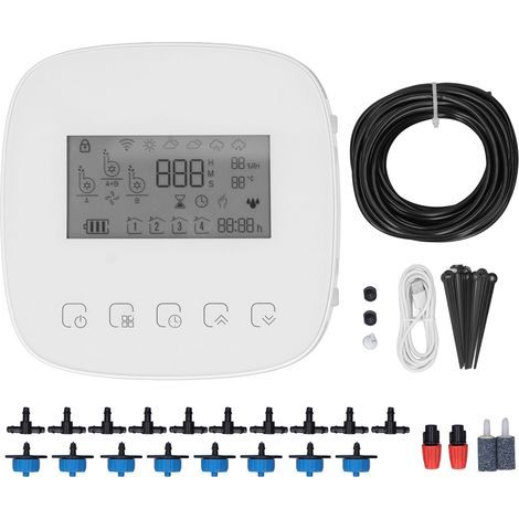 Kit d'irrigation goutte-à-goutte automatique WiFi - Programmable via application, avec pompe et minuterie, arrosage précis pour pots et jardin, économie d'eau garantie. (1/5)