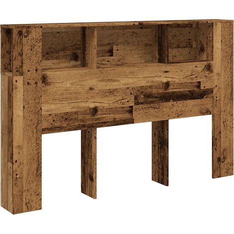 Armoire tête de lit bibliothèque 160 x 18,5 x 103,5 cm rangement pratique moderne en bois vieux bois (1/5)