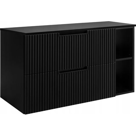 Vena Waschtischunterschrank - 100 cm - Schwarz - Riffelung - Soft Close Modern
