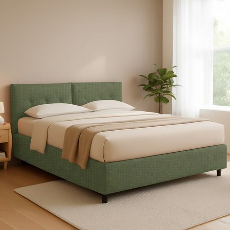 Letto Matrimoniale Bath, Sfoderabile, Contenitore Made in Italy, Verde (1/5)