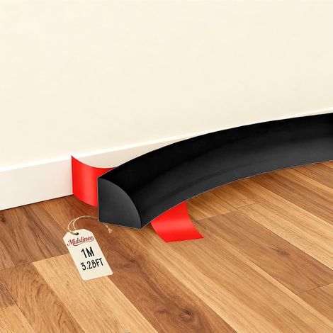 Noir 1M Moulures Décoratives en Silicone, Plinthe Souple Autocollante, Plan de Travail de Cuisine, Barre d'angle Flexible pour Salle de Bain, Cuisine, Salon (1/5)