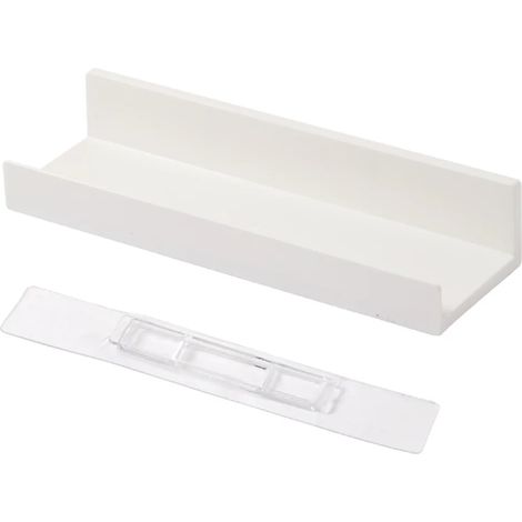 Étagère murale autocollante blanche pour salle de bain/douche, avec distributeur de savon, sans perçage, pour décorer bougies et épices. (1/5)
