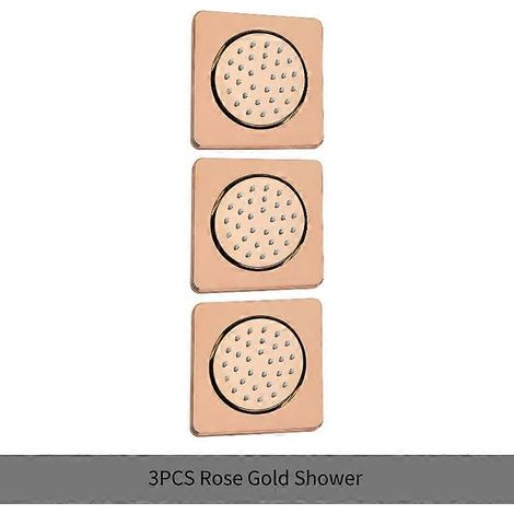 Pommeau de douche massant en laiton doré rose, pistolet de massage latéral pour baignoire SPA, buse de pulvérisation corporelle, pommeau carré chromé noir, ensemble promotionnel 3 pièces doré rose (1/5)
