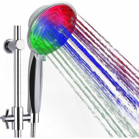 Pommeau De Douche LED - 7 Couleurs - 2 Jets Réglables - Compatible Flexible Standard - 1 Pièce (1/5)