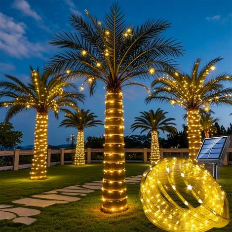 Guirlande lumineuse solaire extérieure 22 m – 200 LED blanc chaud, étanche IP65, 8 modes, idéale pour jardin, terrasse et balcon (1/5)