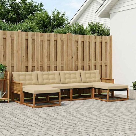 vidaXL Outdoor-Sofagarnitur 6 Stk. Natur und Beige (1/5)
