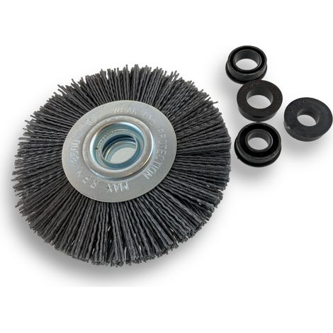 Brosse circulaire NYLON Abrasif Ø 125 mm Epaisseur 2 rangs Carbure de silicium Grain 120 Alésage 16 mm Touret meuleuse ponceuse Brossage décapage dérouillage Kibros 234127KR120 (1/5)