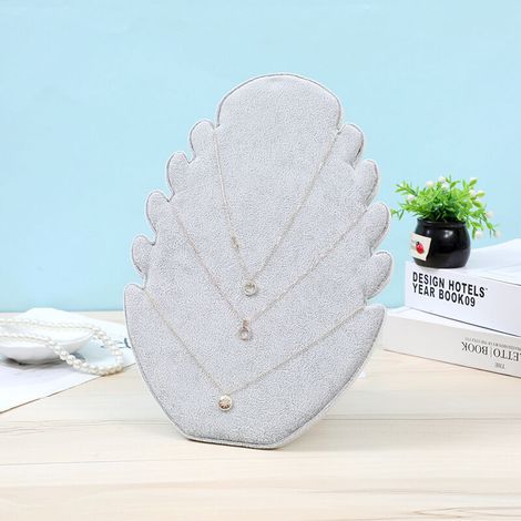 Velvet necklace display stand, velvet jewelry display stand for bracelets, necklaces, hanging jewelry storage (Ice gray velvet flame board) (1/5)