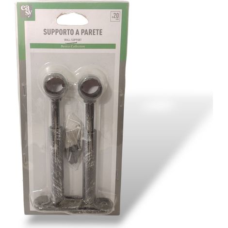 2PZ SUPPORTO ESTENDIBILE A PARETE D.20MMCOL.NERO-ARGENTO (1/4)