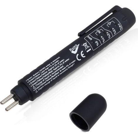 Automatischer Bremsflüssigkeitsfeuchteanalysator mit Bremsflüssigkeits-Teststift und 5 LED-Anzeigen für Dot3, Dot4 und Dot5 (1/5)