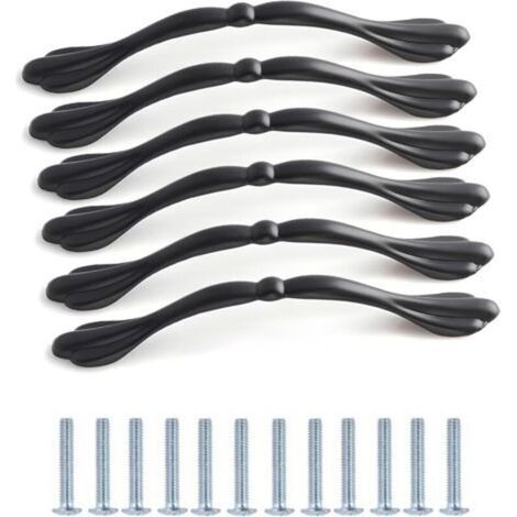 6 Stück Möbelgriffe Küche Schwarz 128mm Lochabstand Schrankgriff Aluminiumlegierung Perfekt Für Möbel Schrank, Schubladen, Schränke, Schlafzimmer Schränke