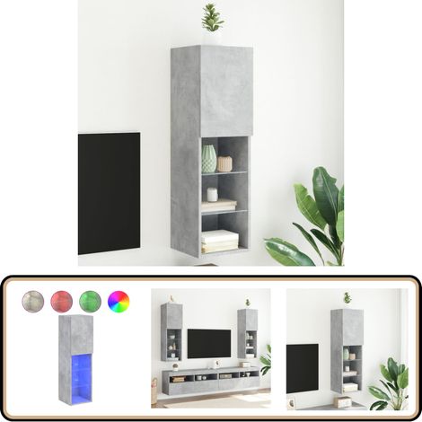 Meuble TV avec lumières LED gris béton 30,5x30x102 cm - Meubles Tv - Meuble Tv - Support Tv - Meuble Hifi - Lumieres Led
