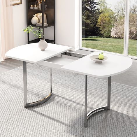 Esstisch ausziehbar 140-180 cm MDF Weiß mit Metallbeinen OKMYHOME (1/5)