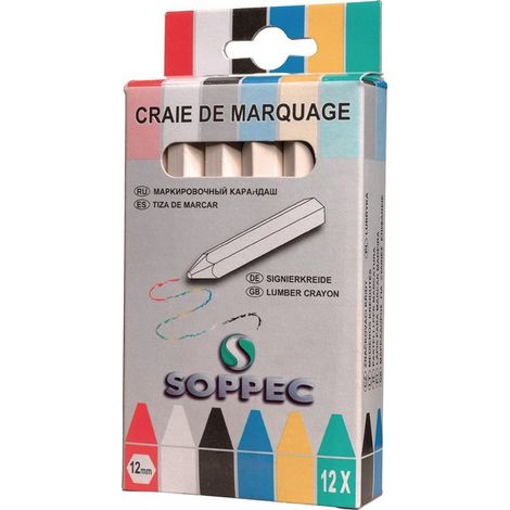 Tiza para marcar blanca, sin papel, 12 uds / caja SOPPEC